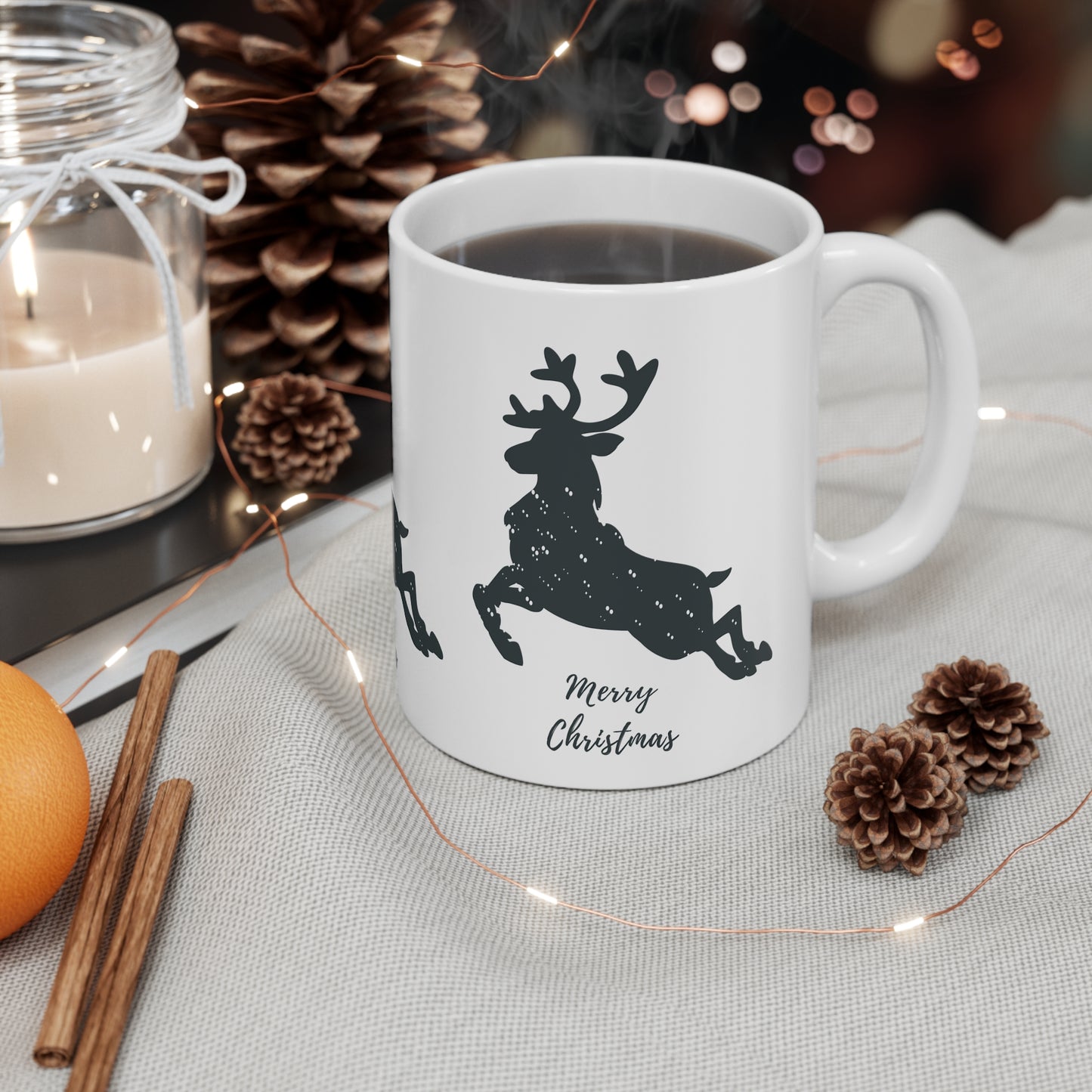 Mug de Noël, en céramique, Joli Cerf noir