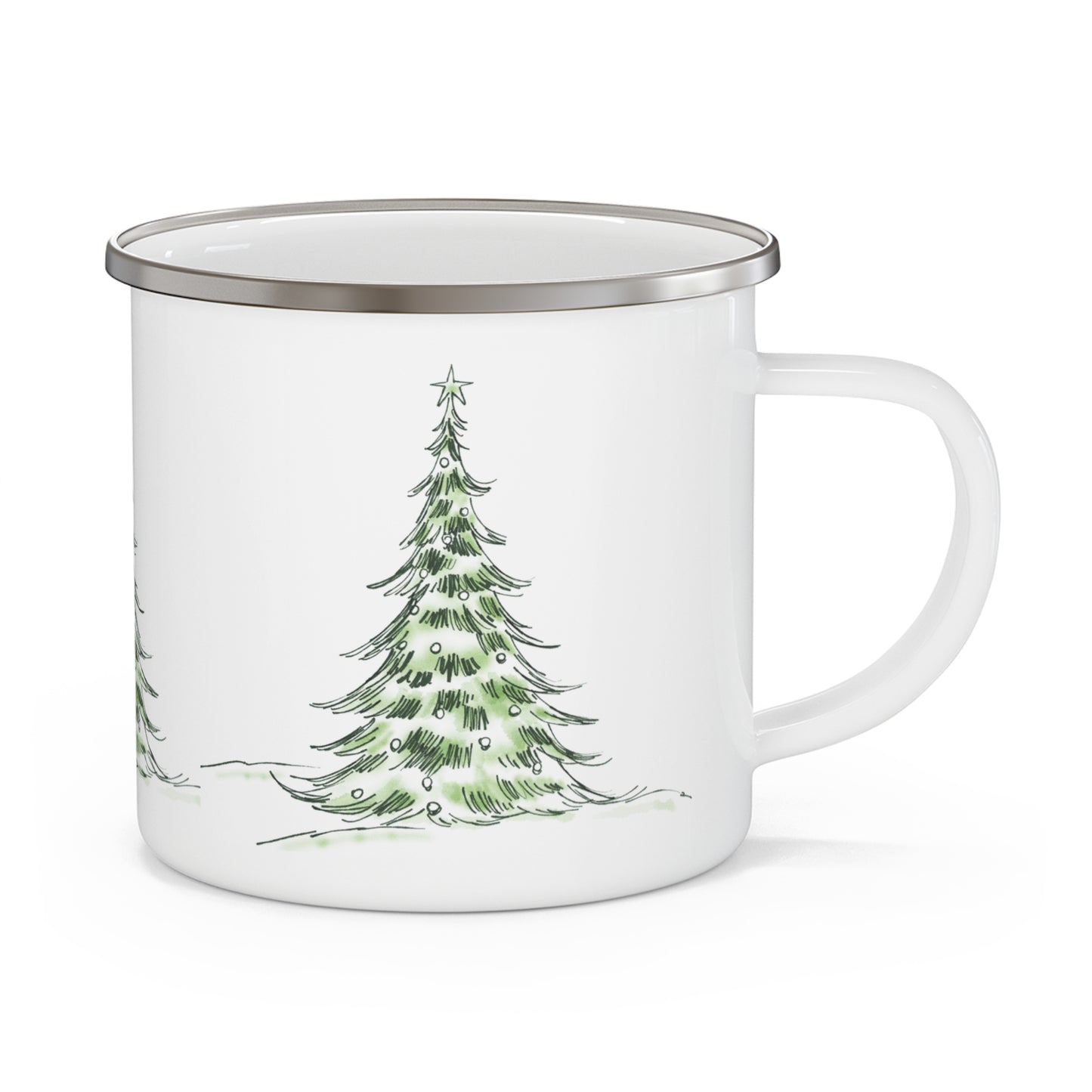 Mug de Noël, émaillé, Sapin kawaii