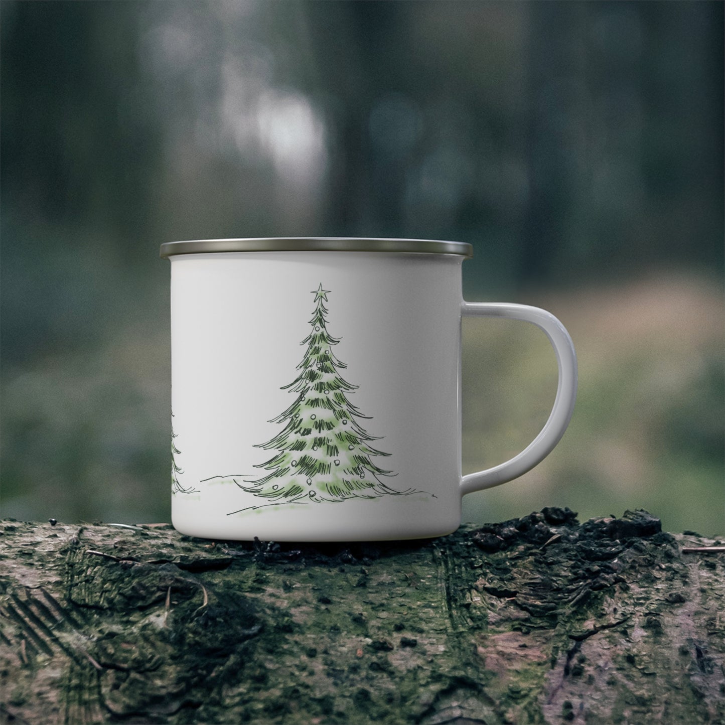 Mug de Noël, émaillé, Sapin kawaii