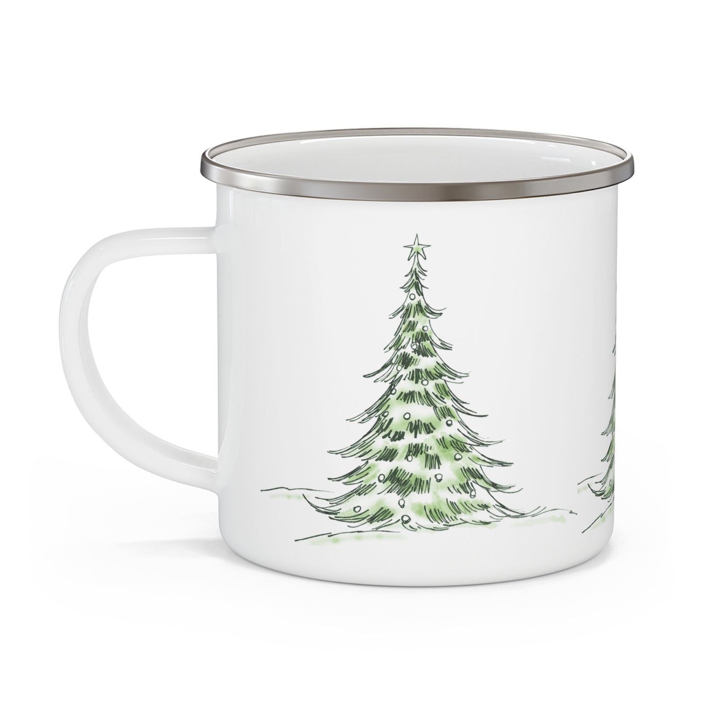 Mug de Noël, émaillé, Sapin kawaii