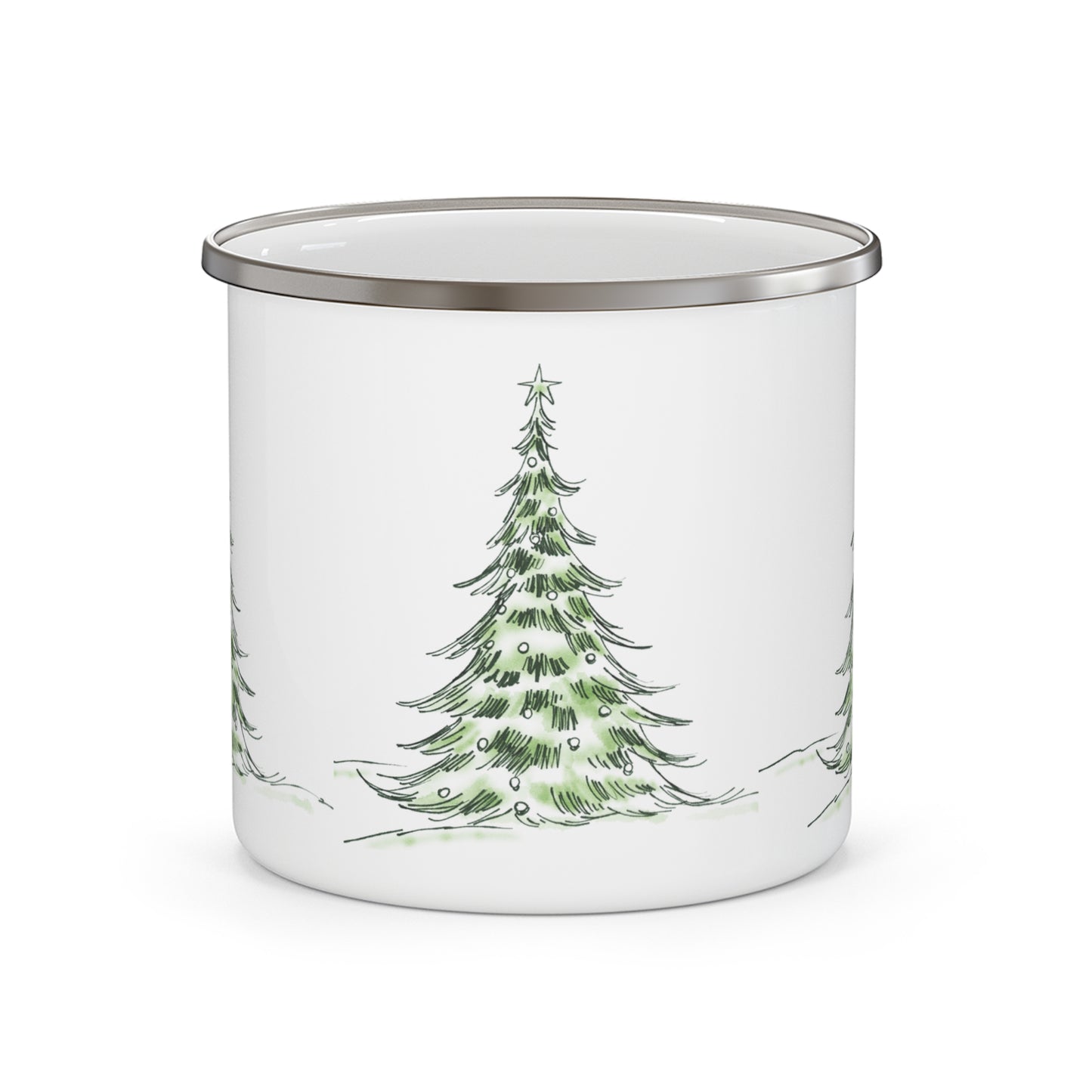 Mug de Noël, émaillé, Sapin kawaii